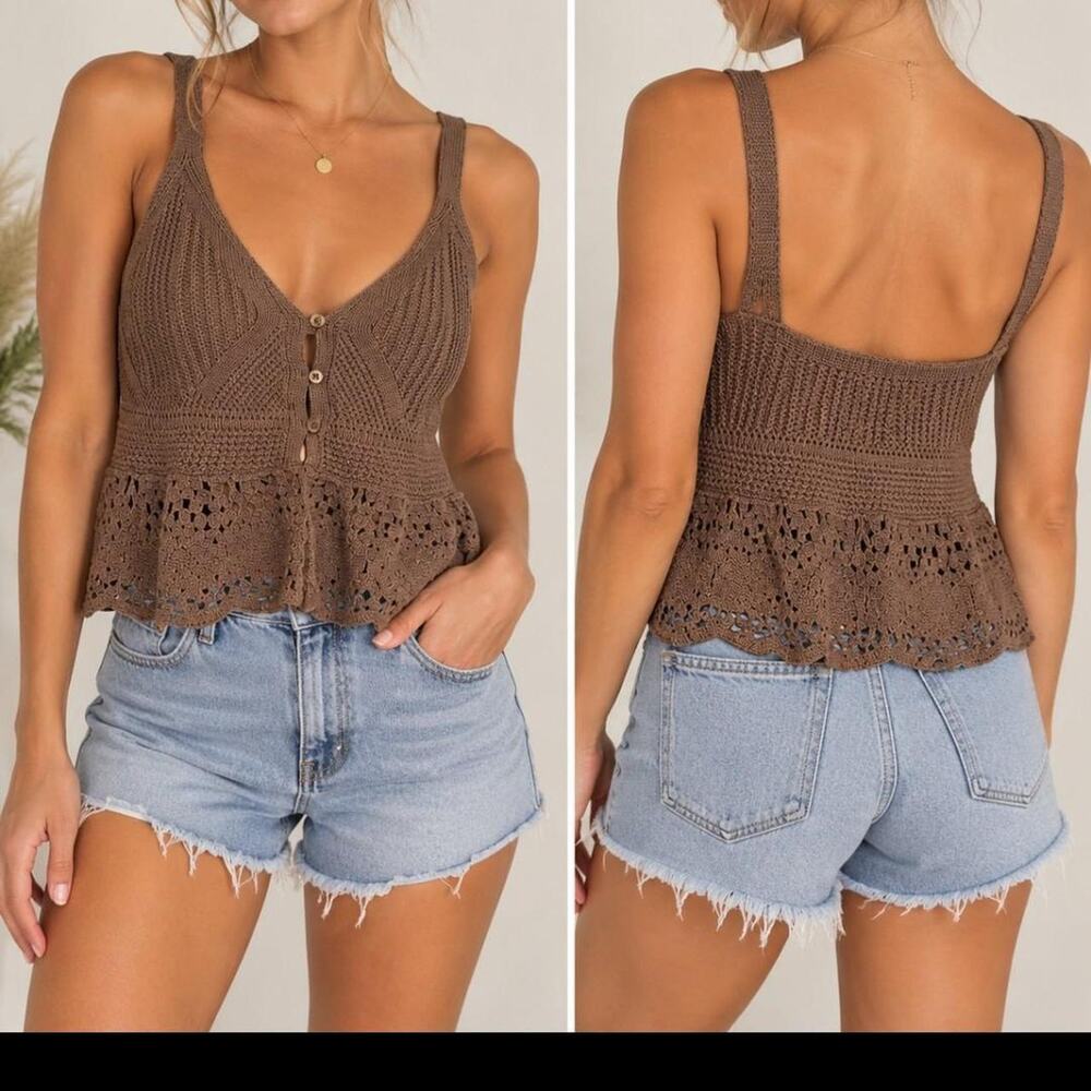Universal thread brown crochet halter